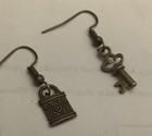 Lock And Key Charm Earrings Bronze Plated — photo 1