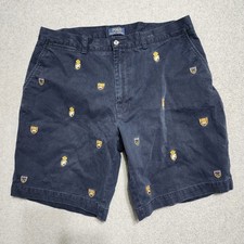 Polo Ralph Lauren Vtg Chino Golf Shorts Mens 36 All Over Crest Logo Preppy AOP
