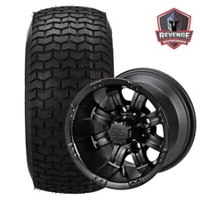 10"  Matte Black Golf Cart Wheels and Tires Combo (20x10-10 Turf) Set of 4