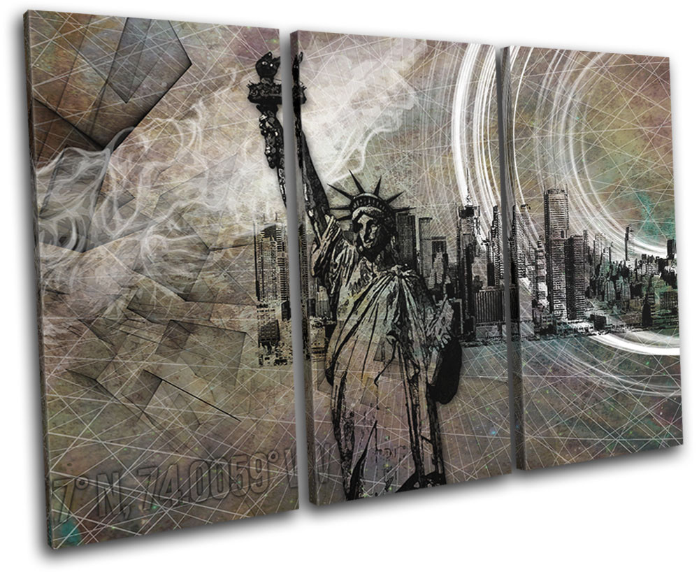 NYC Geometric Abstract Treble Canvas Wall Art Print