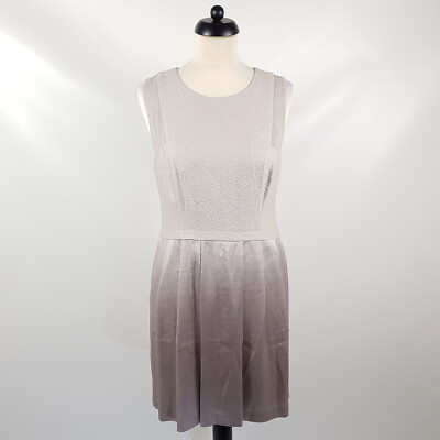 Reiss Etuikleid Damen Gr. 38 M Grau Beige Seide Satin Kleid Ärmellos