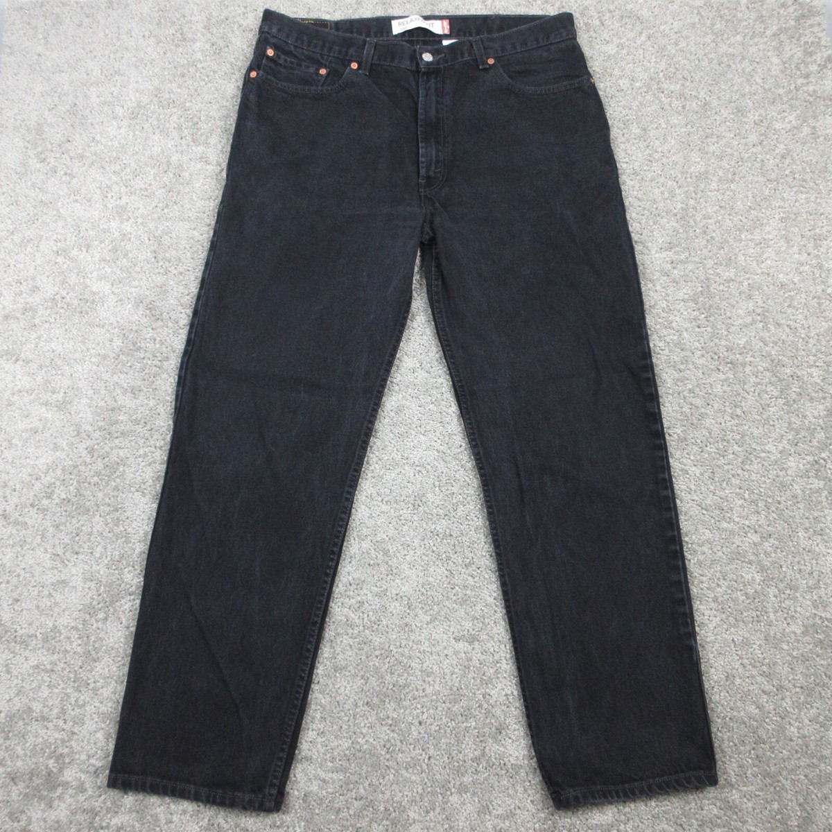 Levis Jeans Mens 36x30 (Tag 38x32) Black 550 Relaxed Tapered Zip