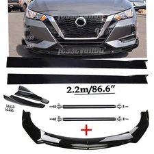Front Lip Chin Bumper Spoiler Body Kit For Nissan Sentra Side Skirt Glossy Black