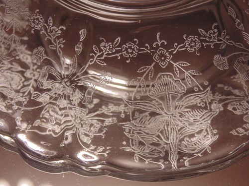Heisey Elegant Glass Cup Saucer "Orchid" Queen Ann Blank #1509 Etched - Picture 5 of 5