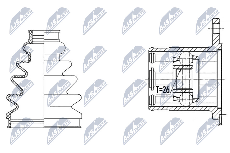 Driveshaft CV joint Rear Axle NPW-SU-015 NTY for SUZUKI SX4 - Image 8