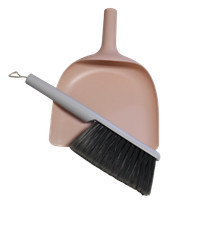 Sleek Modern Brush and Dustpan Set Design Peach SOFT NYLON BRISTLES