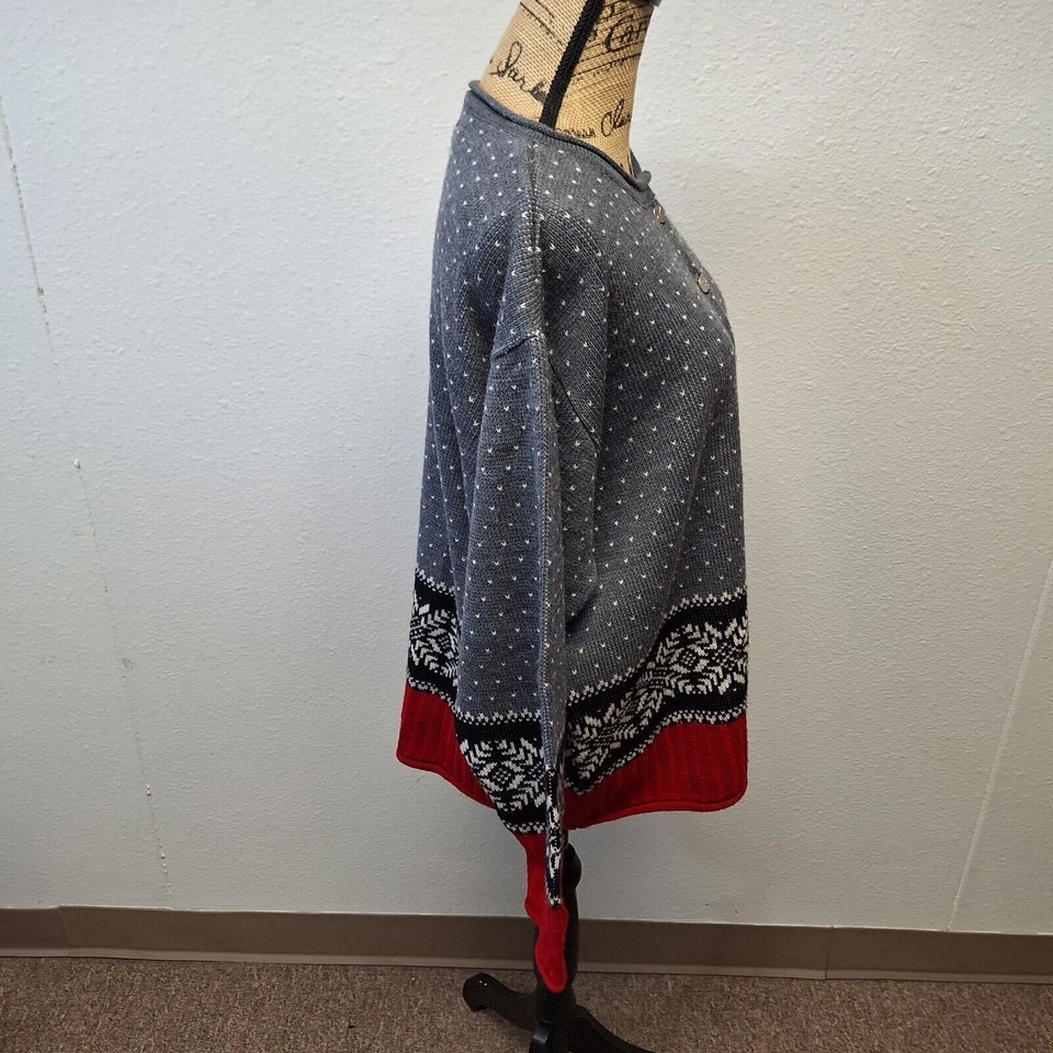 Tally Ho Holiday Fair Isle Cardigan Sweater Long Sleeve Stretch Gray Women Sz 1X - Image 2 of 4