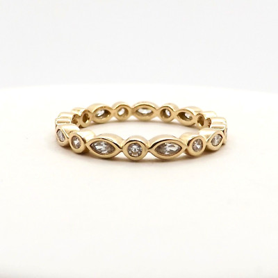 Pandora Verführerischer Brillant Marquise Bandring Massiv 14k Gold Vorsteckbar Retired