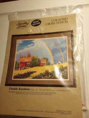 Vintage Candamar  Counted Cross Stitch Kit #50346 DOUBLE RAINBOW New 