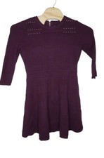 Eliza J Women's Sz Large Plum Long Sleeve Sweater Fit & Flare Cutout Dress