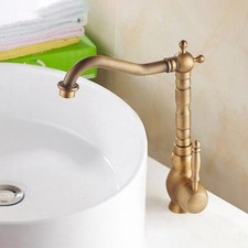 Antique Brass Swivel Kitchen Bathroom 1 Hole Faucet Sink Basin Mixer Tap fsf012