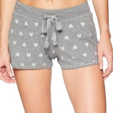 PJ Salvage small Grey Wild Heart Print Drawstring Lounge Sleep Shorts, Small