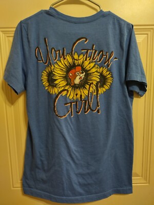 Bucees You Grow Girl Sunflower Shirt Medium Texas Floral Flowers Blue BG25