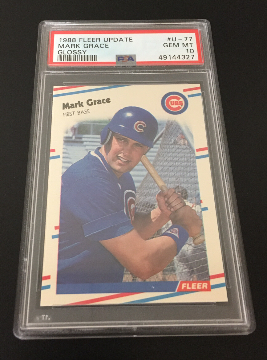 Image 1 - 1988 Fleer Update Glossy U-77 Mark Grace ROOKIE CARD PSA 10 GEM MINT Cubs