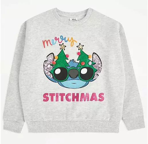 Disney Lilo & Stitch Kids Christmas Jumper | Blue Graphic Knitted Sweater |  Xmas Pullover Knitwear | Winter Festive Gift