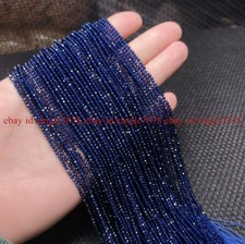 Wholesale 10 Strands 2MM Natural Blue Jade Gem Faceted Round Loose Beads 15"