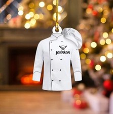 Personalized Chef White Uniform Ornament, Chef Uniform Ornament, Custom Chef Hat