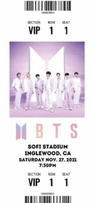 2021 BTS Bangtan Boys Commemorative Ticket Stub for SOFI Stadium