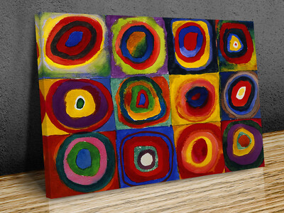 Wassily Kandinsky Quadrate mit konzentrisch montiertem Leinwandbild fertig zum Aufhängen
