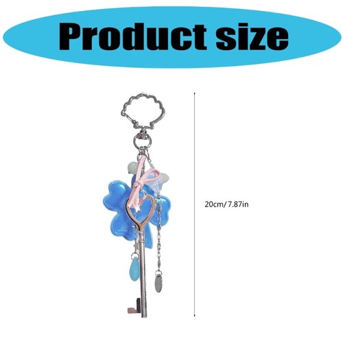 Sturdy Alloy Blue Clovers Charm Keychain Ornament For Backpack Purse Decoration - Zdjęcie 8 z 8