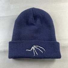 YP Classics Skully Beanie Hat One Size Fits All Blue Mens Acrylic Lint Used #62