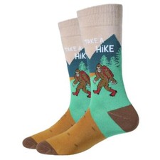 Bigfoot Socks Co. Men's Crew Socks Take A Hike Sasquatch Fun Novelty Footwear
