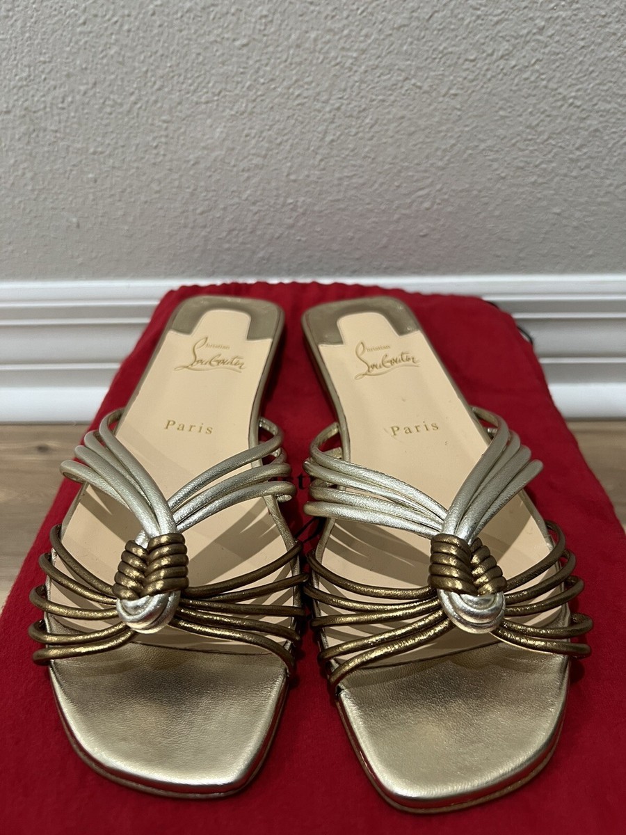 Christian Louboutin FLAT NAPPA 36 美品 Christian Louboutin - Nude Nappa Leather & Mesh Glitter