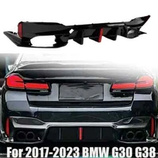 For BMW G30 G38 2017-23 Big Fin M5 Style Gloss Black LED Rear Bumper Diffuser AT