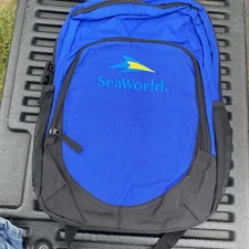 Sea World Backpack Official Orlando Large Blue Black Multiple Pockets Zipper NWT