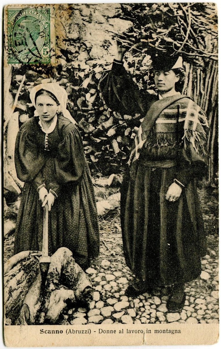 1920 Scanno Abruzzi Donne Lavoro Montagna Vecchi Abiti FP B/N VG