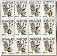 Italy 1997 - Juventus, Champions of Italy, Block of 9 on PAPER (not postmarked)