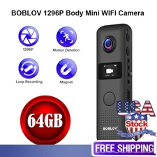 Boblov C18 WiFi Small Body Camera 64GB 1296P Body Worn Camera for Cam Recording