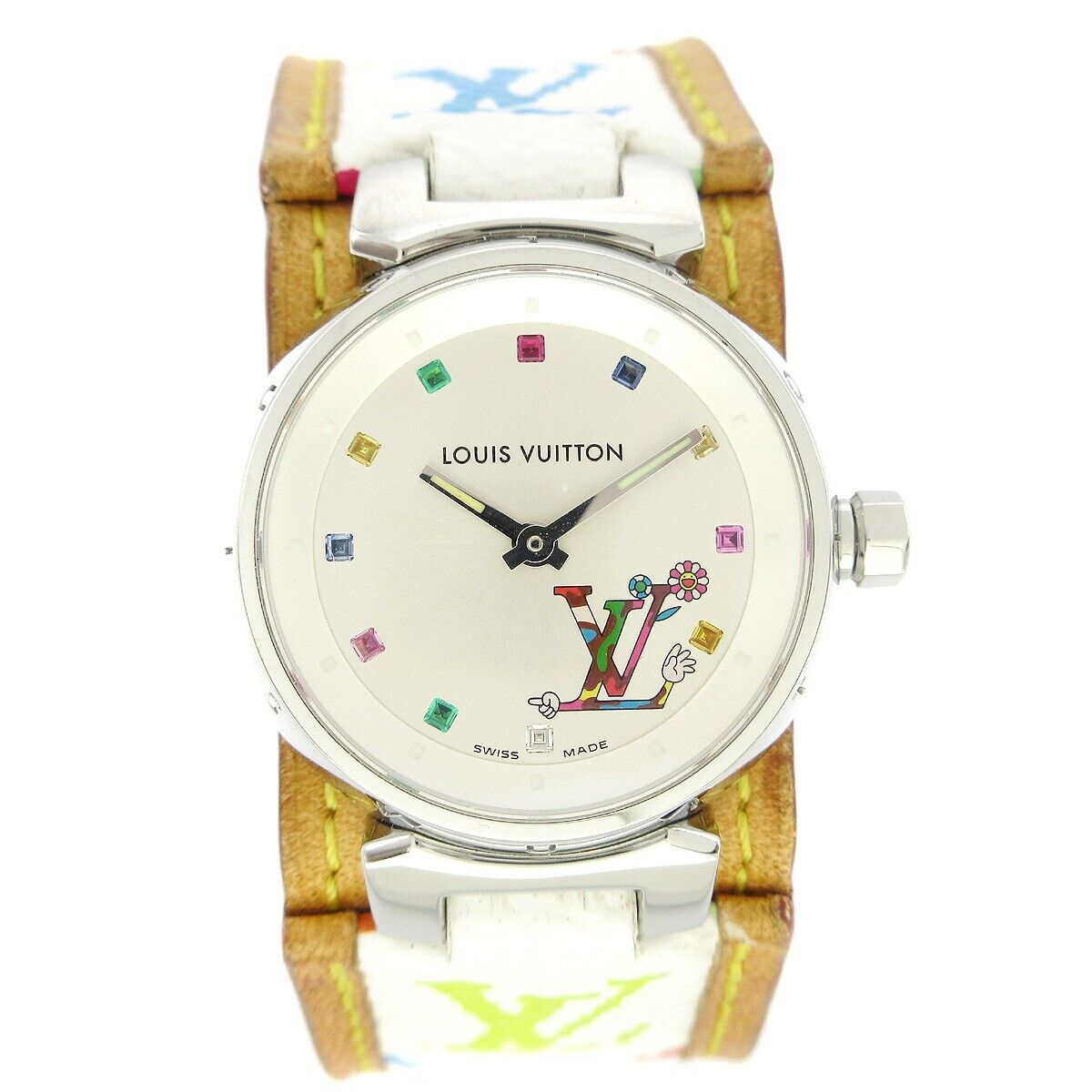 Takashi Murakami X Louis Vuitton Black Monogram Multicolore Tambour Watch  QJJ4NG1ZKB000