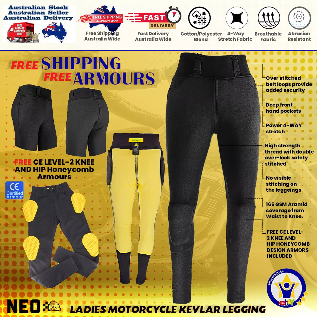 LADIES MOTORCYCLE DUPONT KEVLAR LINED LEGGING BLACK COLOUR