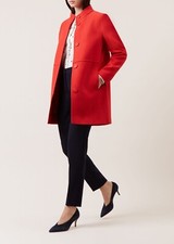 Hobbs Lightweight Viscose Wool Blend Straight Fit Blair Coat, Chilli Red Uk 10