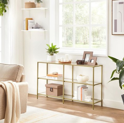 Vasagle Console Table, Hallway Table, 3-Tier Side Table, Tempered Glass Shelves