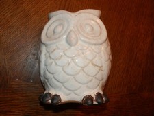 Vintage 6.5" White Ceramic Owl Vintage LOTS OF CRAZING Possible Paint Touchup