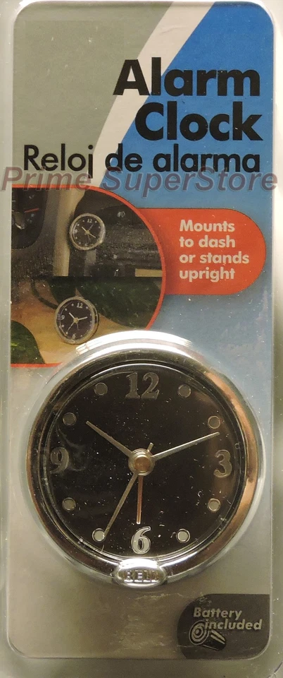 1 Despertador Analógico Negro/Plateado Pantalla Redonda Coche/RV/Camión Interior Montaje en Tablero Foto 2 de 4