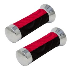 Lowrider Classic Velour Swirl Grips With Chrome End Cap Bicycle BLACK/RED