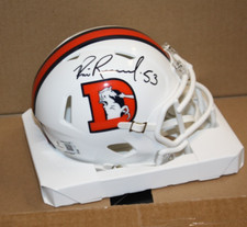 Broncos BILL ROMANOWSKI SIGNED RIDDELL ALTERNATE MIN HELMET SUPER BOWL CHAMP BAS