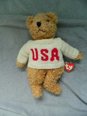 Ty Beanie Babie America Beautiful Baby Curly Teddy Bear | eBay UK