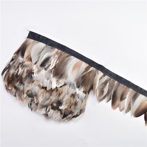 1M Natural Pheasant Feather Trim Fringe Ribbon Wedding Dress Sewing Crafts Decor - Picture 8 of 12