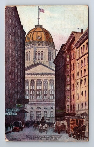 Chicago IL-Illinois, New Federal Building, Antik, Vintage um 1912 Postkarte