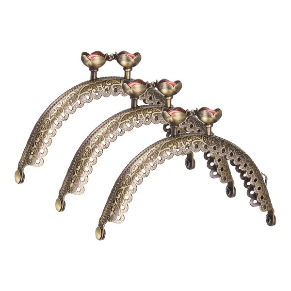 3 StüCk Metall-GeldböRsenrahmen, 8,5Cm Bogen-Lotus-Kussverschlussrahmen (Rot)-image