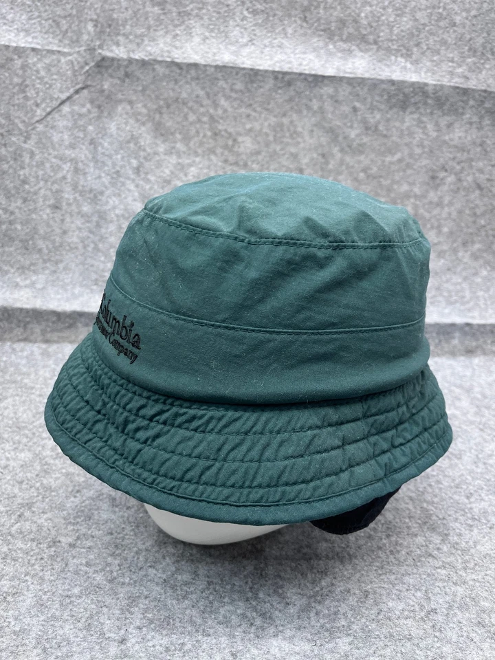 Columbia Sombrero Cubo Adulto Pequeño Verde Azulado Algodón Poli Polar Cuello Solapa Campamento Hecho en EE. UU. Foto 4 de 4