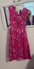 Anthropologie Yoana Baraschi  Partially Sheer Dress Lace Floral Pink Women Sz 0