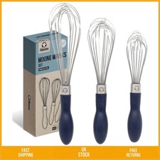 Image of Versatile Stainless Steel Balloon Kitchen Whisk Set 3 Pack 29cm 25cm 22cm Size