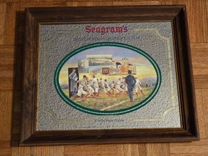Vtg Seagrams Seven Crowns Of Sports Col. 1st Army Navy Game Mirrored Bar Sign