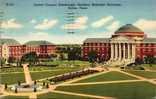 Central Campus Quadrangle Southern Methodist University Dallas TX c1952 Postcard