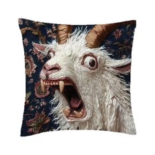 ANGRY COMICAL GOAT 45x45cm THROW PILLOW CASE COVER DOUBLE SIDED 2D PRINT FABRIC